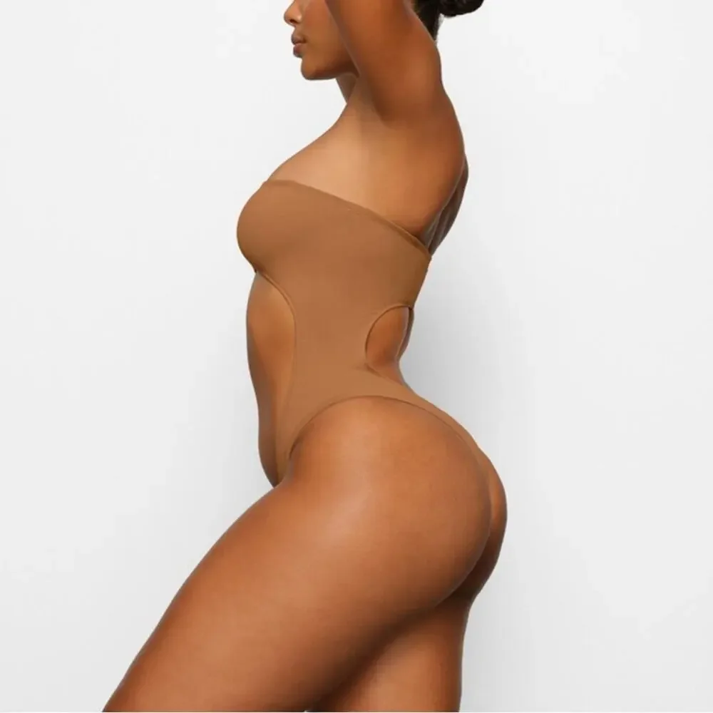 NWT Skims Recycled Swim Strapless Monokini Almond 2X‎ One Piece Tan